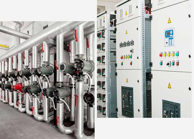 Design and construction of thermo-hydraulic, electrical and special plants.